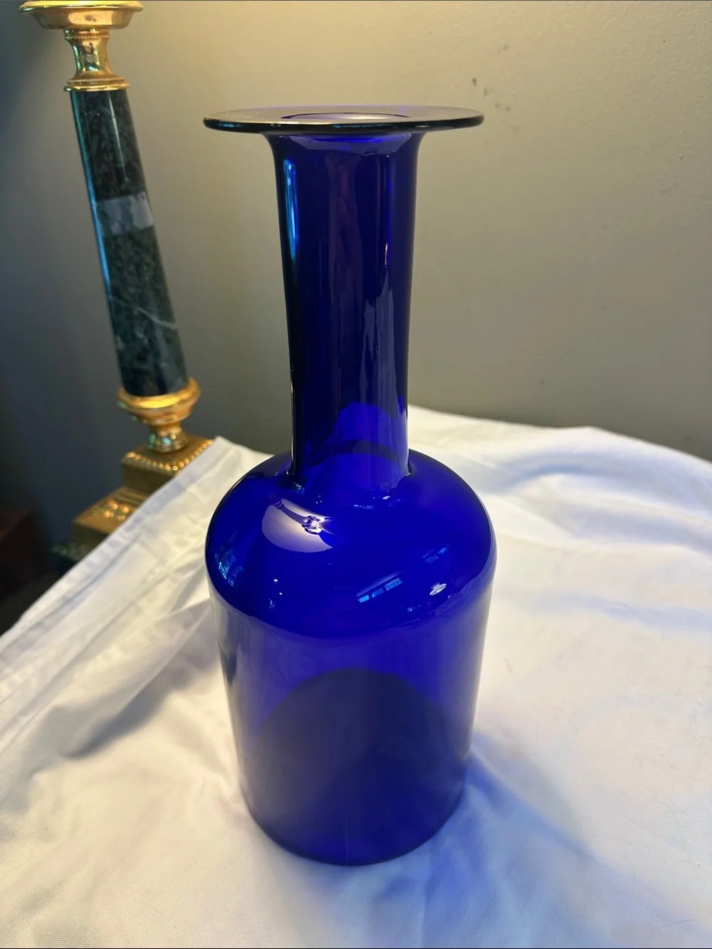Vintage MCM Kastrup Holmegaard Cobalt Blue Glass Vase - Decorative Home Accent